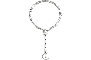 EverGlimp Star Moon O-Ring Slip Chain Necklace For Women, Handmade Punk Rock Cuban Adjustable Lariat Y-Necklcae Jewelry