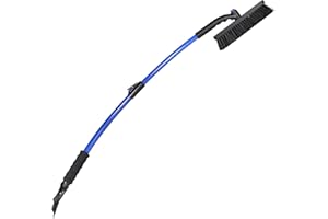 SubZero 14039 50" Crossover Super Duty Extendable Snowbroom with Pivoting Head and Integrated Ice Scraper , Black/Blue