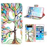 For iphone 6S / iphone 6 Case , TUTUWEN Beautiful Green [Tree and Leaf] [Magnetic] Style PU Leather Case Wallet Flip Stand [Flap Closure] Cover for Apple iphone 6S and iphone 6 (4.7