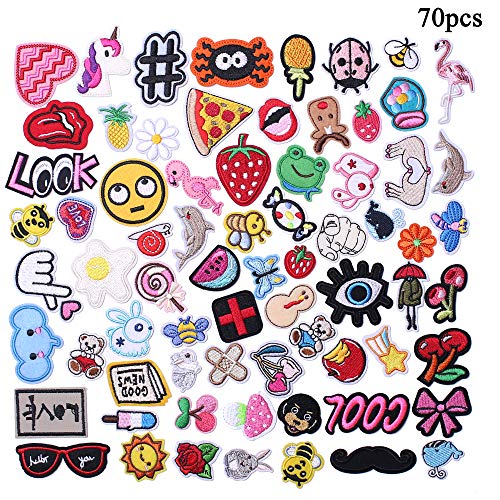 SHELCUPCool Embroidered Iron Patches, for Jackets, Packs, Jeans, Assorted Styles (70PCS)
