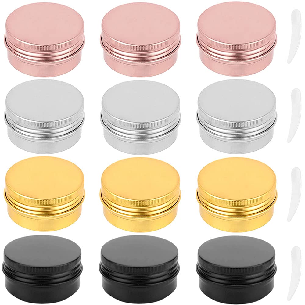 Cutefly 12 Empty Aluminium Bottles 20 ml for Lip Balm, Cream and Nail Art Samples, Gold, Pink, Silver, Black, One Size, Döschen – Cosmetic Container