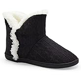 NineCiFun Women's Fuzzy Winter Bootie Slippers Knitted Ankle Boots Slippers Warm House Shoes Outdoor Indoor with Plush Fur Lining