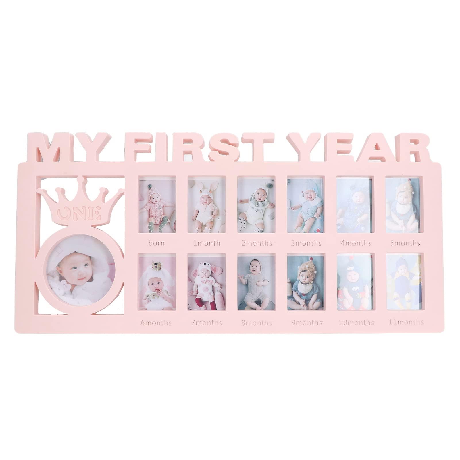 VGEBY Baby's First Year Photo Frame 12 Months Picture Frame My First Year Picture Frame(Pink) My First Year Photo Frame