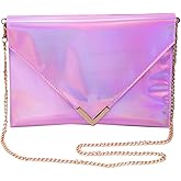 Goclothod Shoulder Bag Fashion Women Holographic Envelope Clutch Handbag Chain Crossbody Bag Tote Purse