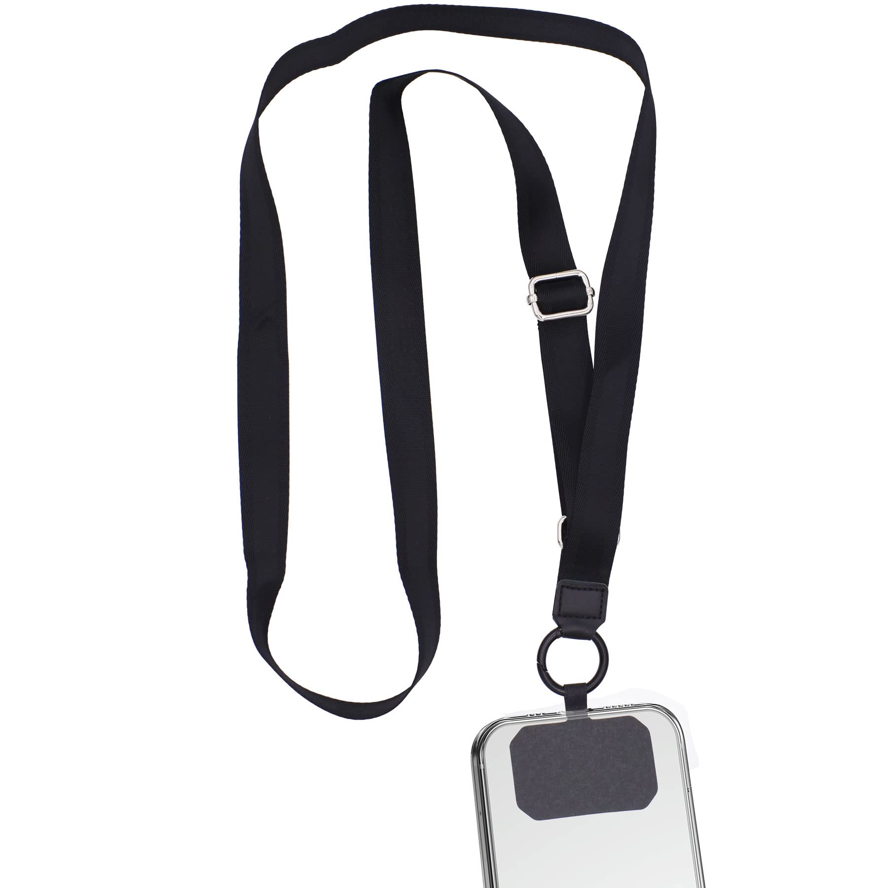 Universal mobile phone chain, suitable for all smartphones, premium mobile phone chain, neck strap, case with wide strap, chain for hanging, mobile phone strap, can be combined with any case (black)