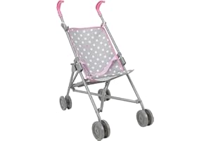 509 Crew: Cotton Candy Pink: Umbrella Doll Stroller - Pink, Grey, Polka Dot - for Dolls Up to 24", Foldable, Kids Pretend Play, Ages 3+