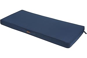 Magpie Fabrics Outdoor Bench Cushion 48 x 18 Inches, Settee Loveseat Pads with Handle and Ties for Garden Patio Backyard Porch Sofa Couch Swing (Navy)