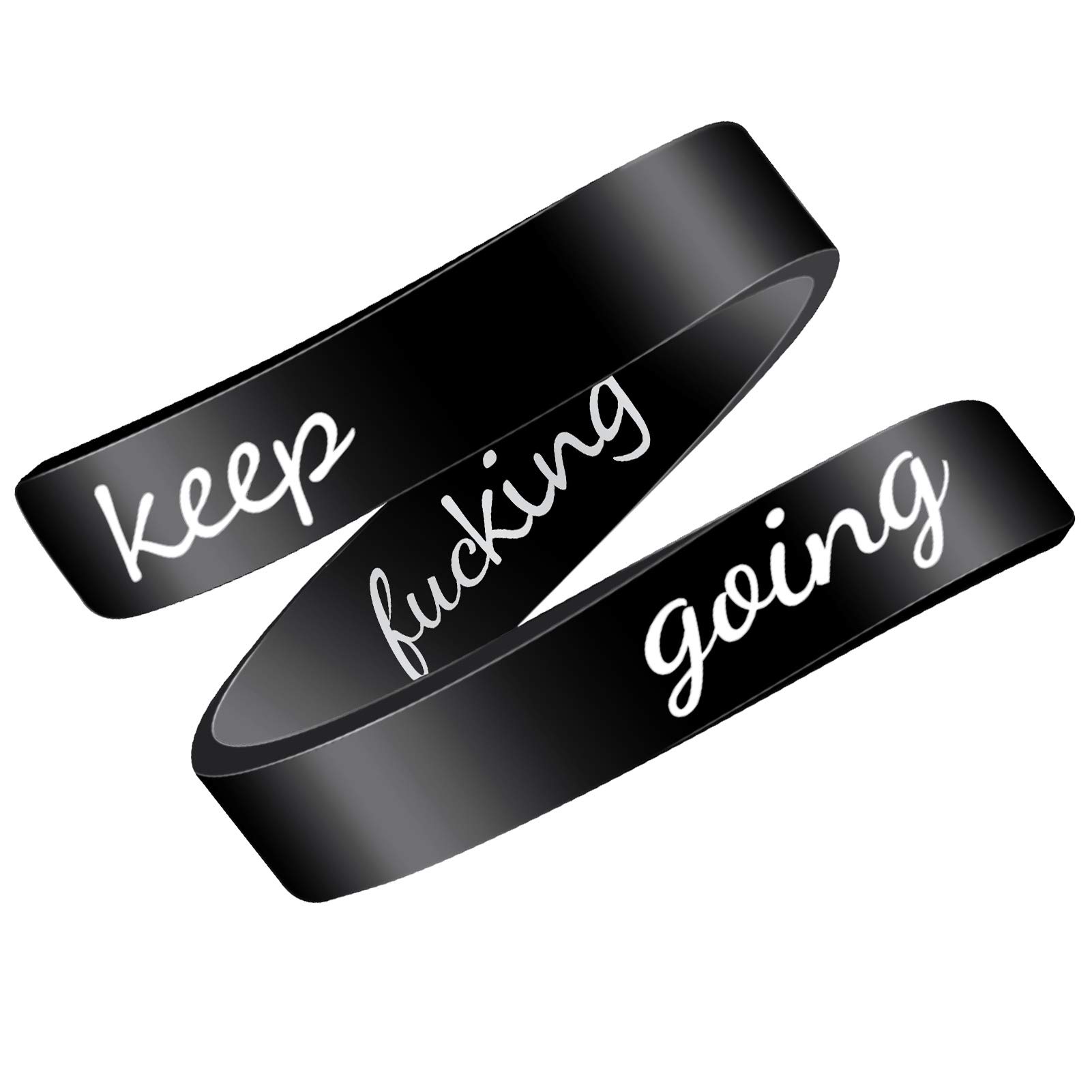 LucBuy Stainless Steel Keep Going Engraved Inspirational Gifts Adjustable Rings Jewelry for Women