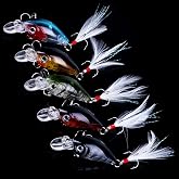 OriGlam 5 Pack Minnow Fishing Lure Crank Bait, Fishing Bass Lures Hard Artificial Bait, Crankbait Fishing Lures Hooks 3D Eyes for Bass Fishing Lure Freshwater and Saltwater