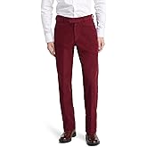 Men's Classic Fit Stretch Corduroy Dress Pants Expandable Waist Flat-Front Comfort Casual Slacks