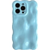 Caseative for iPhone 15 Pro Max Case, Blue | Water Ripple Wave Meteorite Bubble Pattern Chrome Plating Electroplated Candy Color Soft