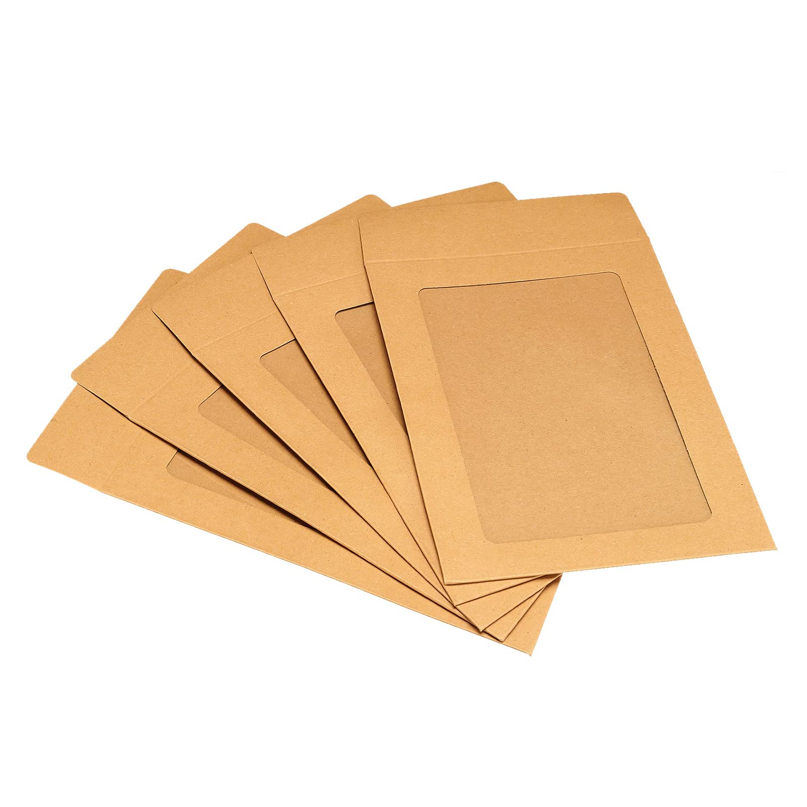 PATIKIL Full Face Window Envelopes 10 Pack 6'' Clear Single Sided for Mailing Statement Photos Catalogs, Brown