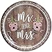 BLUE PANDA Rustic Bridal Shower Paper Plates - Country Style, Mr & Mrs, 9 In, 80 Pack, Pink - Country Theme Bridal Shower Plates