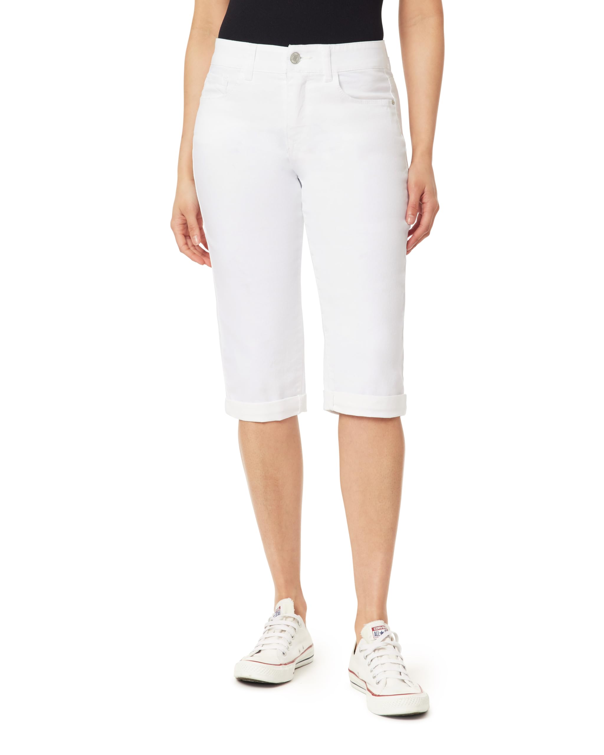 Angels Forever Young Capri Jeans for Women Stretch, 360 Sculpt Skinny Mid-Rise 17” Cropped Pants with Tummy Tech Control (Standard & Plus Size) White Image Angels Forever Young Capri Jeans for Women Stretch, 360 Sculpt Skinny Mid-Rise 17” Cropped Pants with Tummy Tech Control (Standard & Plus Size) White Image