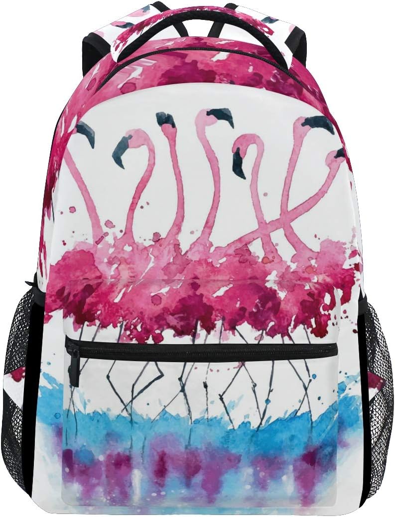 WXLIFE Tropical Flamingo Watercolor Backpack Travel School Shoulder Bag for Kids Boys Girls Women Men