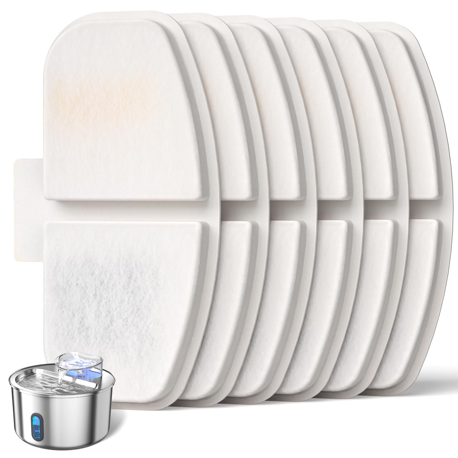 3.5L Cat Water Fountain for Drinking Indoor Pet Fountain, Dishwasher Safe, Anti-Dry Burn Stainless Steel, Automatic Water Dispenser for Cats and Dogs with 3 Replacement Filters (White, 6.5*5.5*10CM)