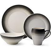 Mikasa Swirl 4-Piece Place Setting, Service for 1, Ombre Graphite