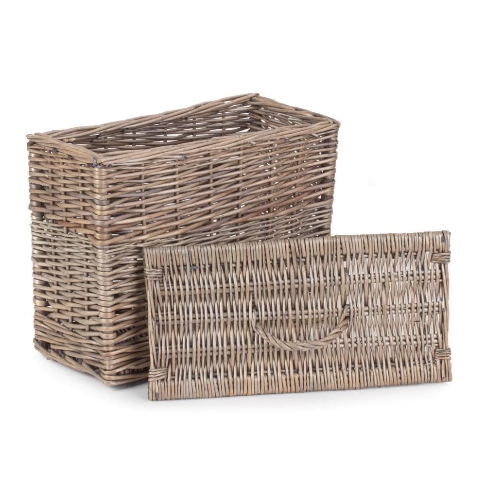 Red Hamper Rectangular Toilet Tidy Lidded Basket, Wicker, Brown, 37 x 19 x 32 cm