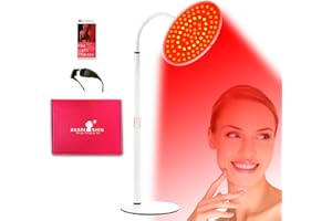 Arikashin Red Light Therapy Lamp for Face- Facial and Body Treatment with Adjustable Height Stand, 120 LEDs, 590nm, 660nm, 660nm+940nm - Alleviate Muscle Soreness, Skin Vitality,White