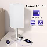 Aooshine Bedside Lamp Touch 3 Way Dimmable USB A+C Ports White Shade view 5
