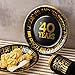 Crisky 40th Birthday Plates Black and Gold Dessert, Buffet, Cake, Lunch, Dinner Plates for 40th Birthday Decorations Party Supplies, Cheers to 40 Years! 50 Count, 9