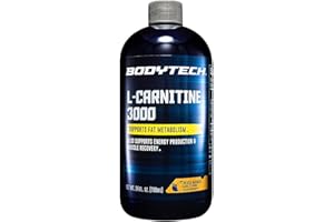 BODYTECH L-Carnitine 3000 Supports Fat Metabolism, Energy Production & Muscle Recovery - Peach Mango (24 fl oz.)
