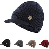 LLmoway Men Women Winter Knit Visor Cuff Beanie Fleece Lined Warm Ski Skull Cap