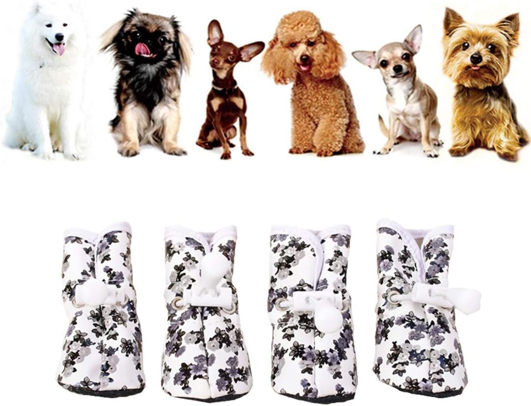 VICTORIE Dog Shoes Waterproof Protective Boots for Small Medium and Large Dog 4pcs Gray M