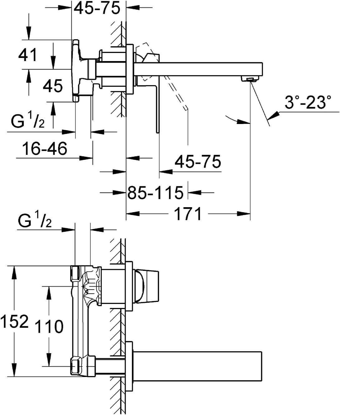 Grohe 19895000 Eurocube 2-Hole Mixing Valve, Chrome, Small - Image 3