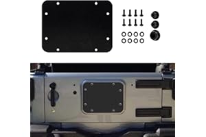 BANPO Tailgate Vent Spare Tire Carrier Filler Plate Cover Set Compatible with 2007-2018 Jeep Wrangler JK & JKU, Black