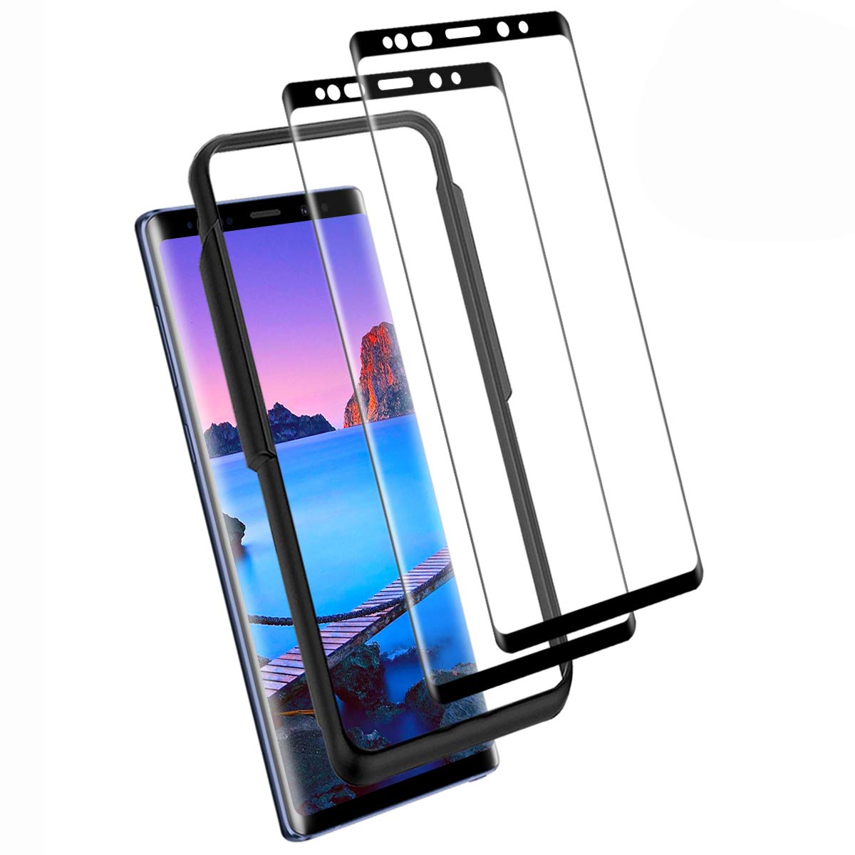 LQLY Screen Protector for Samsung Galaxy Note 9 (2 Pack), [High Sensitive] [9H Hardness] [Case Friendly] [Alignment Frame] Tempered Glass for Samsung Galaxy Note 9