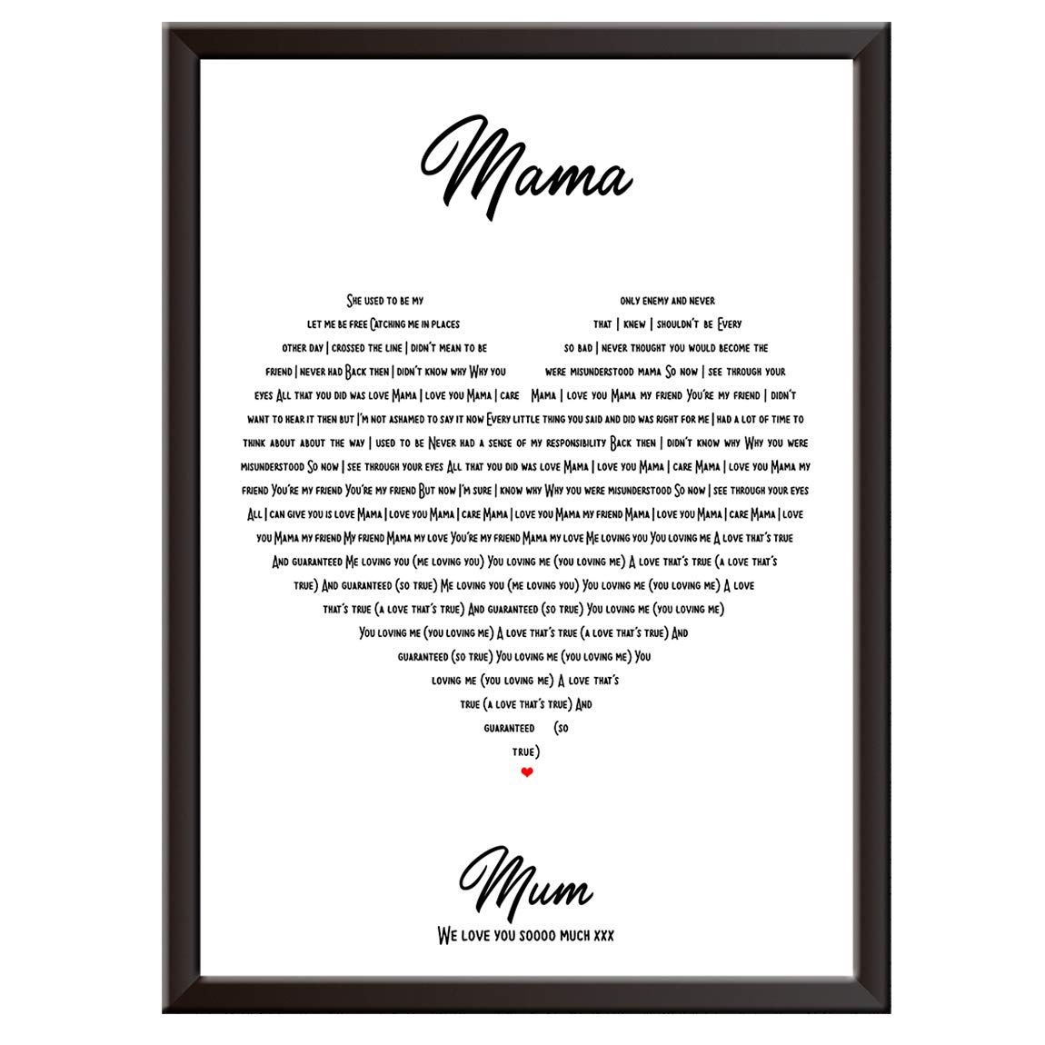 Personalised Song Lyrics Wall Art Print Decor Spice Girls Mama