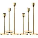 Oatnauxil Metal Gold Taper Candle Holder for Wedding, Dinning, Party, Fits 3/4 inch Thick Candle&Led Candles (Set of 6 Pcs)