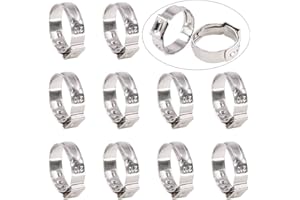 Swpeet 35Pcs 17.8-21mm 304 Stainless Steel Single Ear Hose Clamps, Crimp Hose Clamp Assortment Kit Ear Cinch Rings Crimp Pinch Fitting Tools Perfect for Automotive, Home Appliance Line