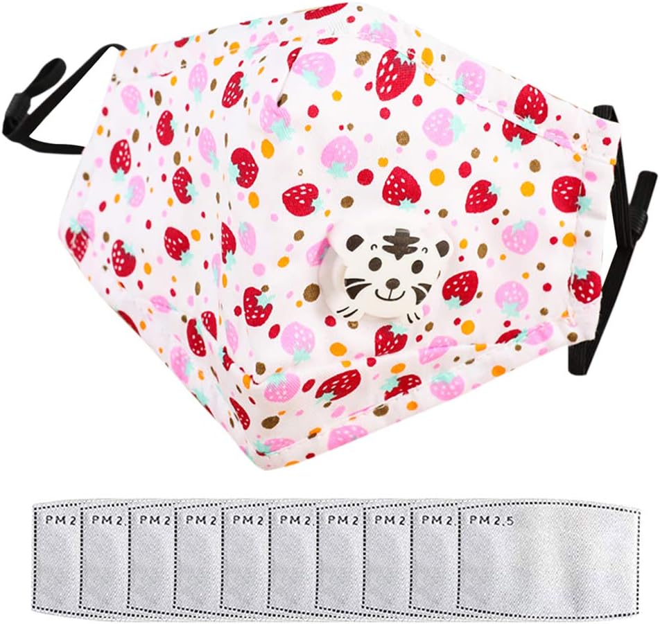 cuddty Cute Unisex Children Kids Mask Cotton Mask with 10Pcs Replaceable Pads