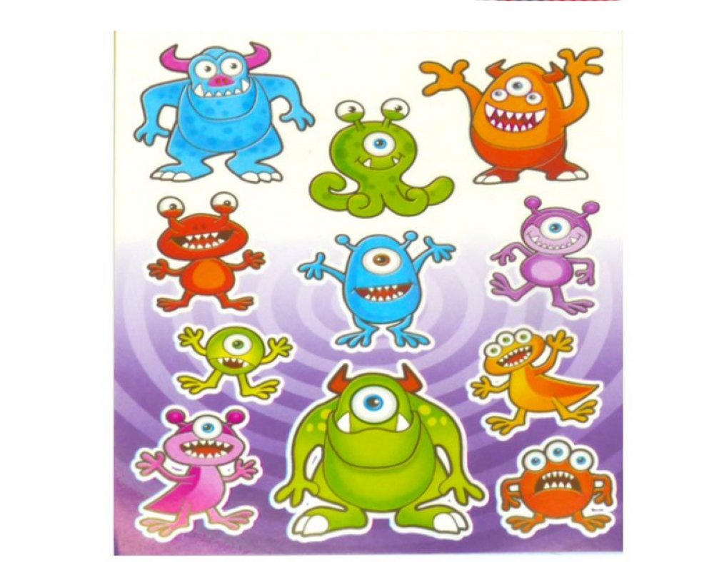 12 x Monster Sticker Sheets - Party Bag fillers toys