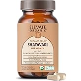 ELEVATE ORGANIC SRI-81™ Shatavari Vegan Capsules for Women, Asparagus racemosus Root Extract with Acti Veda™ (30 Servings)