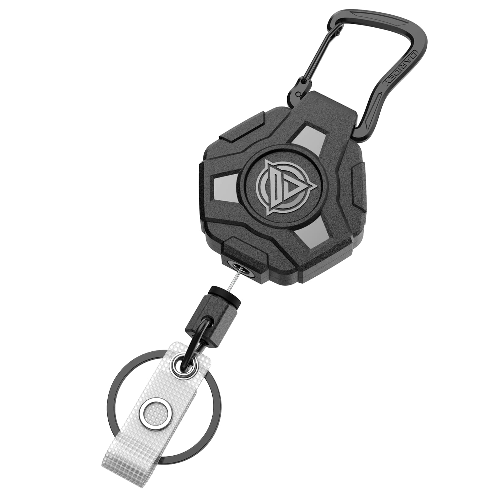 Photo 1 of 1 Pack Retractable Keychain Heavy Duty, Badge Reels Retractable, Tactical ID Badge Holder with Upgraded Zinc Alloy Carabiner, 31.5'' Coated Steel Cord, Bearing 8.0 oz, Black