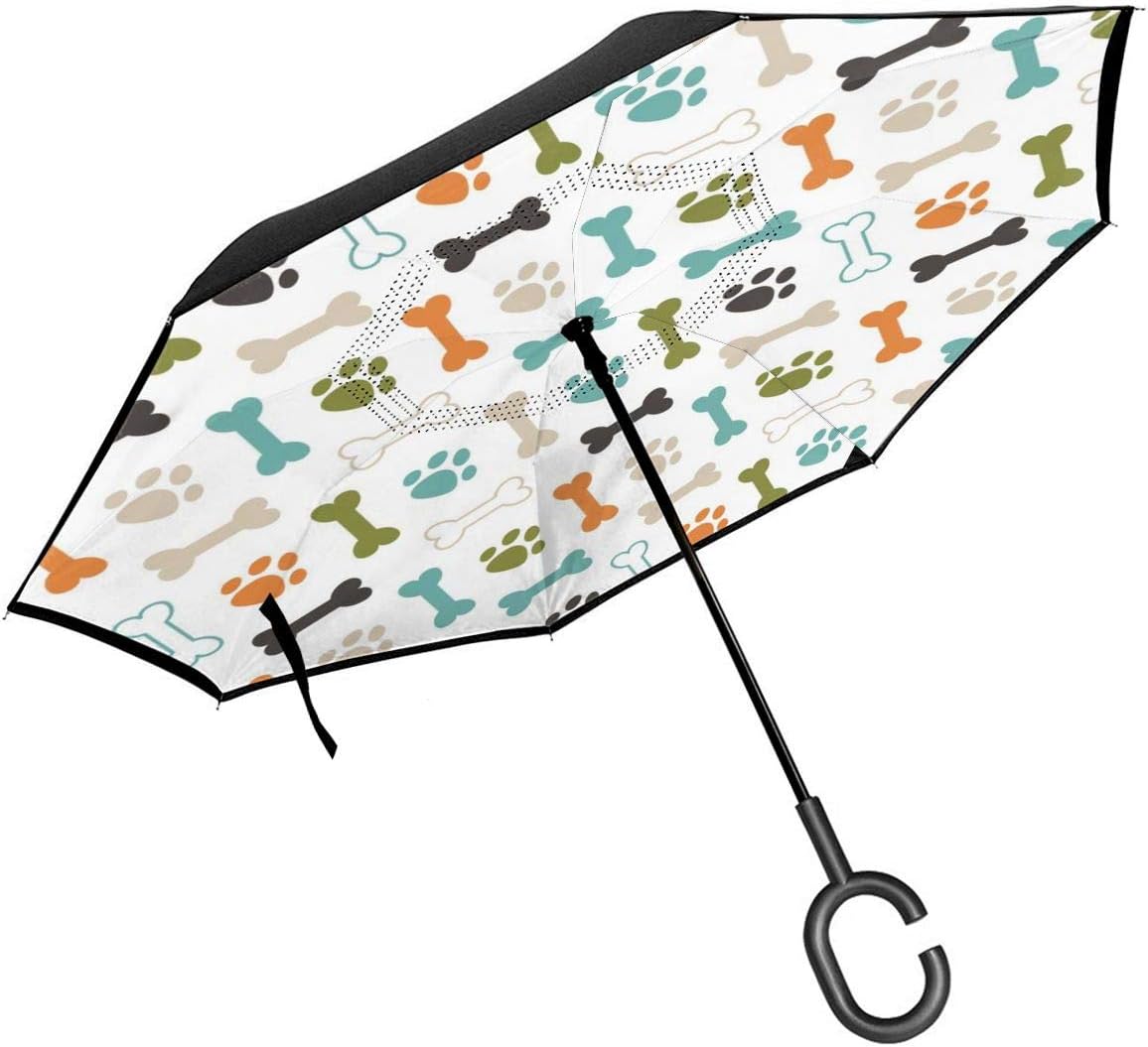 ACHOGI Colored Dog Footprint and Bones Windproof Double