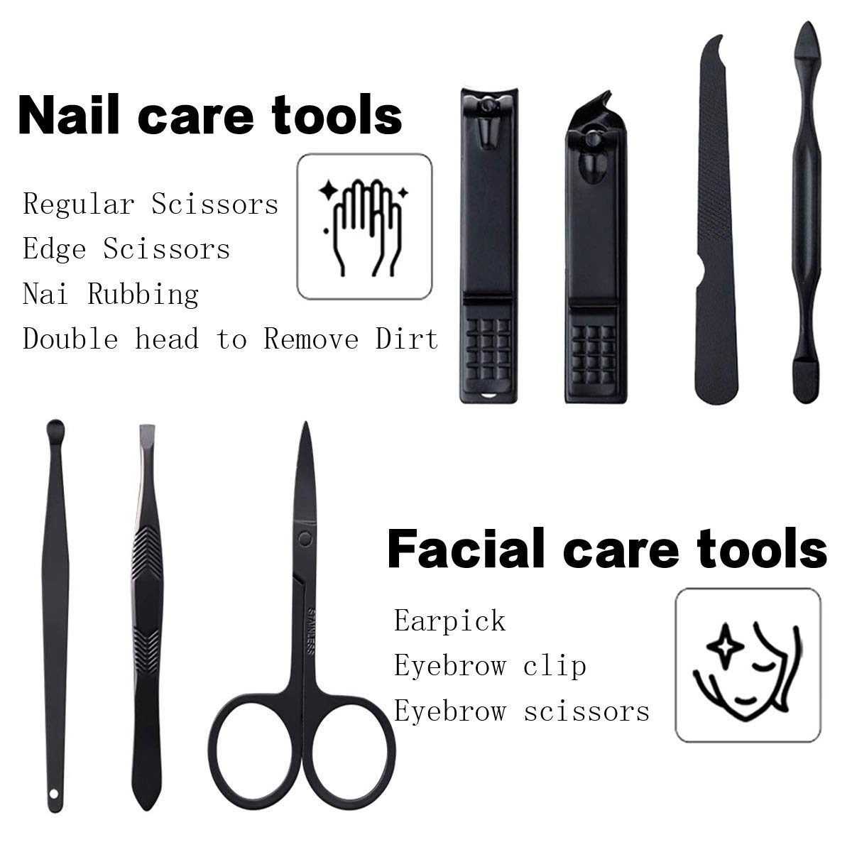 Manicure Kit Nail Clippers Set Stainless Steel Professional Pedicure Black 7 in 1 Grooming Kit Nail Scissors Cutter Ear Pick Tweezers Scissors Eyebrow Nail file for Man&Women gift (Red_7in1) : Beauty