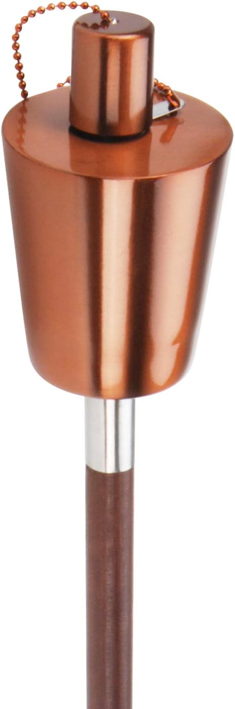 Quantio Edelstahl Gartenfackel - 110 cm, Edelstahl/Holz, Kupfer Farben