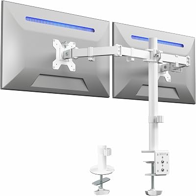 VIVO White Dual Monitor Mount STAND-V002W for 13 to 30 inch Displays