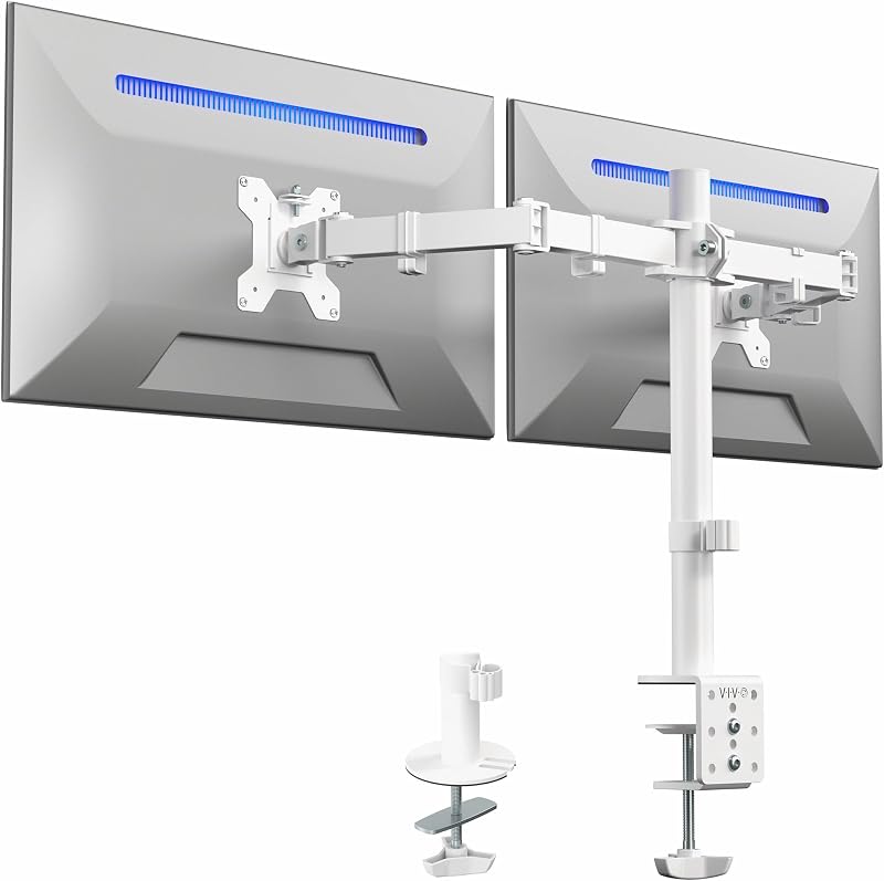 VIVO White Dual Monitor Mount STAND-V002W for 13 to 30 inch Displays