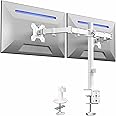 VIVO White Dual 13 to 27 inch LCD LED Monitor Desk Mount Stand with C-clamp and Bolt-Through Grommet, Heavy Duty Fully Adjust