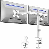VIVO Dual Monitor Desk Mount, Heavy Duty Fully Adjustable Steel Stand, Holds 2 Computer Screens up to 30 inches and Max 22lbs Each, White, STAND-V002W