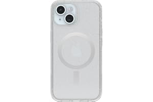 OtterBox iPhone 15, iPhone 14, and iPhone 13 Symmetry Series Clear Case - Stardust (Clear/Silver), Snaps to MagSafe, Ultra-Sleek, Raised Edges Protect Camera & Screen