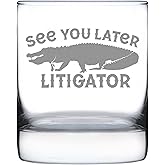 Bevvee See You Later Litigator - Whiskey Rocks Glass - Funny Lawyer Gifts for Law School Graduates - 10.25 Oz Glass