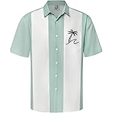 Hardaddy Men's Vintage Bowling Shirt Short Sleeve Button Down Hawaiian Summer Beach Printed Casual Shirts