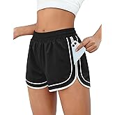 Chunpin Women's Athletic Shorts Waterproof Running Shorts Quick Dry Sporty Shorts Gym Workout Shorts with Pockets