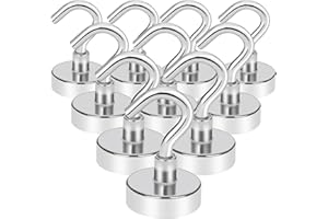 E BAVITE Magnetic Hooks,25lb Rare Earth Magnet Hook,New Upgraded for Home, Kitchen, Workplace, Office and Garage - 12 Pack